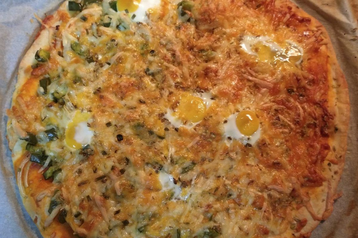 Pizza original con huevos de codorniz